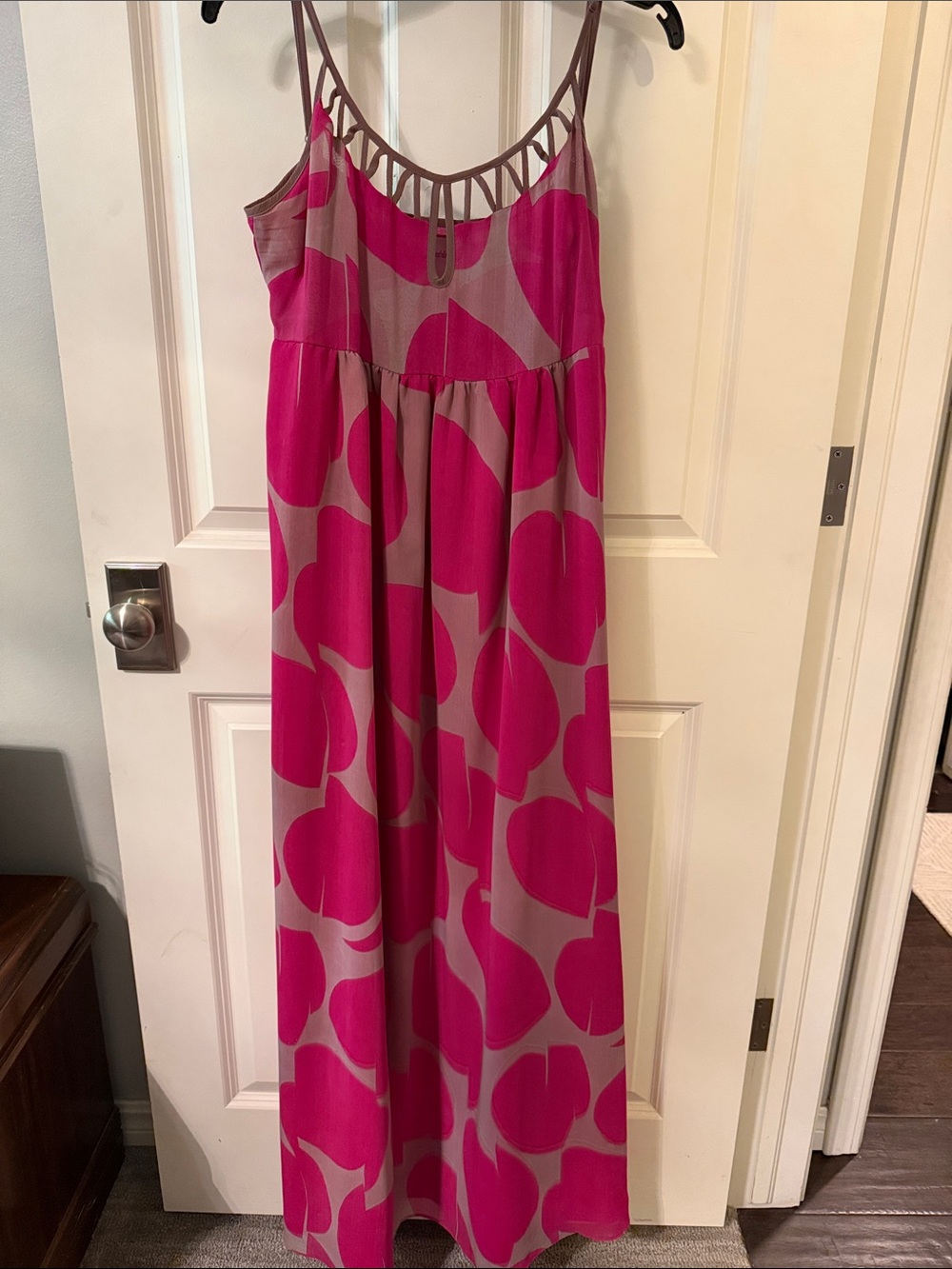 Pink and Taupe Maxi Dress with Cutout Straps